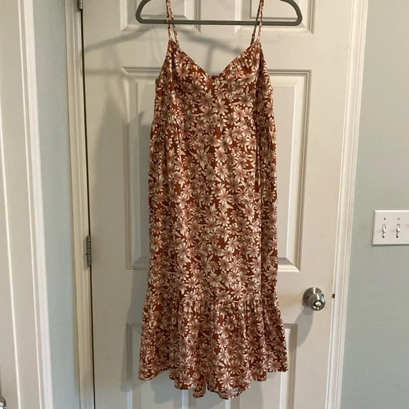 gap brown floral dress Gaia Floral Burnout Midi Dress